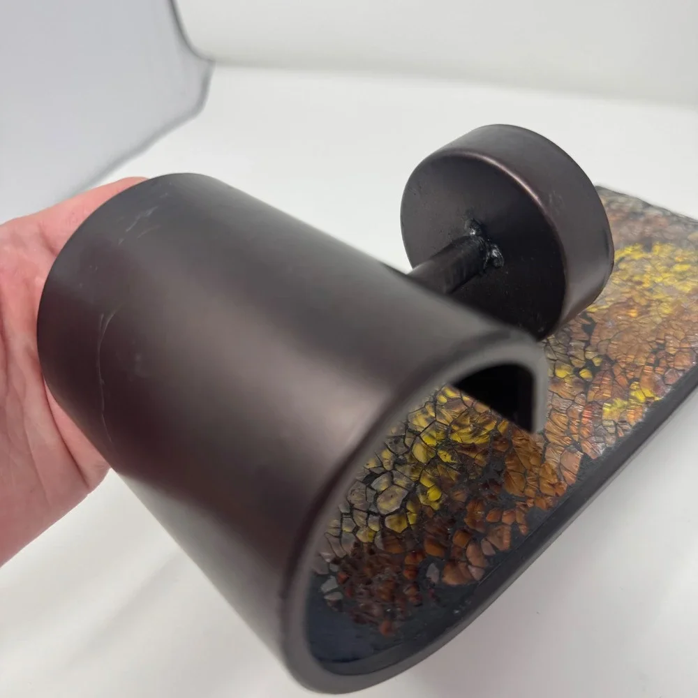 Wall Candle Sconces Mosiac Glass Pair Stained Glass Brown Metal Set of 2